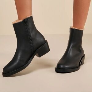 Matisse Nate Black Leather Faux Fur Ankle Boots Womens Shoe Size 8.5